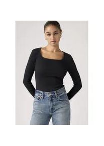 Levi's Langarmshirt LEVI'S "ESSENTIAL SQRD NECK LONG SLEEVE", Damen, Gr. M (38), anthrazit night rib, Single Jersey, Obermaterial: 95% Baumwolle, 5% Elasthan, unifarben, regular fit normal, eckiger Ausschnitt, Shirts Langarmshirt, mit eckigem Ausschnitt