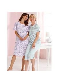 Capri-Pyjama Comtessa, Damen, Gr. 44/46, kalkmint, bedruckt, 100% Baumwolle, Homewear-Sets