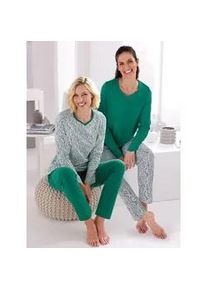 w&auml;schepur Schlafanzug W&Auml;SCHEPUR, Damen, Gr. 48/50, gr&uuml;n, wei&szlig;, bedruckt, wei&szlig;, gr&uuml;n, bedruckt, 100% Baumwolle, Homewear-Sets Schlafanzug