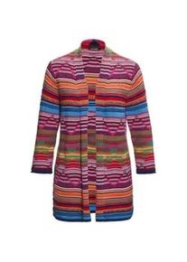 Strickjacke GOLDNER "Kurzgr&ouml;&szlig;e Abstrakt gemusterte Jaquardstrickjacke", Damen, Gr. 23, bunt, Obermaterial: 100% Baumwolle CO., Rollkante, Strickjacken Strickjacke, Jacquardstrickjacke