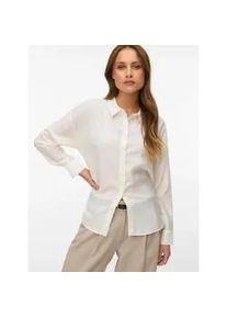 V&eacute;ro Moda Hemdbluse VERO MODA "VMKAJA LS SHIRT WVN", Damen, Gr. M, snow wei&szlig;, Obermaterial: 83% Viskose, 17% Nylon, unifarben, regular fit, Blusen Hemdbluse, mit Streifen