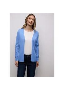 Cardigan Street One, Damen, Gr. 46, bonnet blau, Stoff, 60% Viskose, 40% Baumwolle, unifarben, comfort fit normal, V-Ausschnitt, B&uuml;ndchen, Strickjacken, mit Strick-Detail