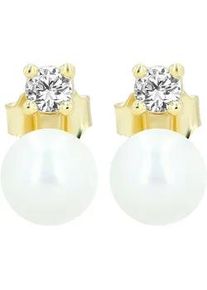 Adelia&acute;s Paar Ohrh&auml;nger ADELIA ́S "Damen Ohrringe &ndash; Ohrstecker aus 925 Silber mit S&uuml;&szlig;wasserperle", Damen, Gr. Damen, Silber 925 (Sterlingsilber), gold, Ohrringe, Sch&ouml;ne Geschenkidee zum Geburtstag