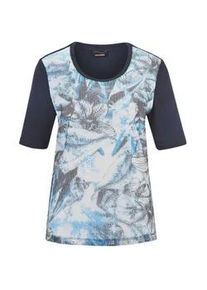 Kurzarmshirt GOLDNER "Shirt mit Pailletten", Damen, Gr. 38, blau (marine, gemustert), Obermaterial: 92% Viskose CV. 8% Elasthan EL., Sonstiges, Shirts, Pailletten