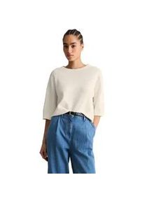 Marc O'Polo Strickpullover MARC O'POLO DENIM "aus kompaktem Baumwollgarn", Damen, Gr. XXL, silky wei&szlig;, Obermaterial: 100% Baumwolle, unifarben, Rundhals, Pullover Strickpullover