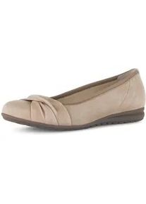 Ballerina Gabor "FLORENZ", Damen, Gr. 40, beige, Ziegenveloursleder, Schuhe Ballerina, Businessschuh, Slipper, Schlupfschuh mit Zierriegel, Weite G (=weit)