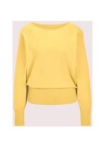 Madeleine Mode Longpullover MADELEINE "Pullover Basic Strickpullover mit Fledermaus&auml;rmeln", Damen, Gr. 48, gold (goldgelb, melange), Obermaterial: 46% Modal CMD. 40% Polyacryl PAN. 14% Polyamid PA., Modern, figurumspielend, Pullover Longpullover
