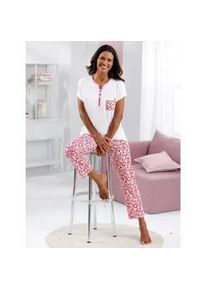 w&auml;schepur Schlafanzug W&Auml;SCHEPUR, Damen, Gr. 40/42, ecru, rot, bedruckt, 50% Baumwolle, 50% Modal, Homewear-Sets Schlafanzug