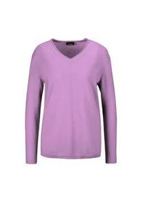 Strickpullover GOLDNER "Kurzgr&ouml;&szlig;e Basicpullover mit V-Ausschnitt", Damen, Gr. 24, lila (flieder), Obermaterial: 100% Kaschmir WS., Rippe, Pullover Strickpullover, Aufwendig in Form gestrickt