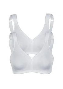 Sassa Mode Sport-BH SASSA "2er Pack Sport BH ohne B&uuml;gel SPORTS BRAS", Damen, Gr. 90, Cup D, wei&szlig; (wei&szlig; wei&szlig;), Obermaterial: 82% Polyamid PA. 18% Elasthan EL., BHs Sport-BH