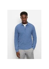 Langarm-Poloshirt OLYMP "OLYMP Casual Strick", Herren, Gr. M, rauchblau, 100% Baumwolle, Shirts