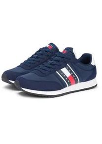 Tommy Hilfiger Sneaker TOMMY JEANS "TJM CLASSIC RUNNER", Herren, Gr. 40, dunkelblau, Textil, Veloursleder, unifarben mit Farbeins&auml;tzen, Schuhe Sneaker, Freizeitschuh, Halbschuh, Schn&uuml;rer mit Kontrastbes&auml;tzen