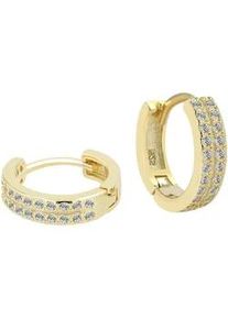 Adelia&acute;s Klappcreolen ADELIA ́S "Damen Ohrringe &ndash; Klappcreole aus 925 Silber mit Zirkonia", Damen, Gr. Damen, Silber 925 (Sterlingsilber), gold, Ohrringe Klappcreolen, Ideal als Geschenk zum Muttertag