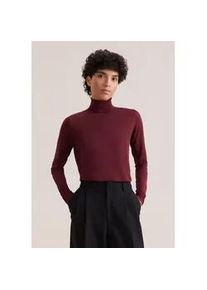 Strickpullover Seidensticker, Damen, Gr. S, rot, 90% Baumwolle, 10% Seide, unifarben, slim fit, ohne Ausschnitt, Pullover Strickpullover, 1/1 Rollkragen Uni