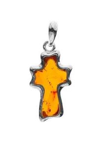 Kettenanh&auml;nger OSTSEE-SCHMUCK "- Kreuz - Silber 925/000 - Bernstein" Gr. 31, silber (silber 925, silberfarben, wei&szlig;), Schmuckanh&auml;nger, Damen, Silber 925 (Sterlingsilber), Kettenanh&auml;nger