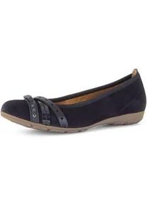 Ballerina Gabor, Damen, Gr. 39, dunkelblau kombiniert, Veloursleder, Schuhe Ballerina, Businessschuh, Schlupfschuh mit Zierelementen in Metallicoptik
