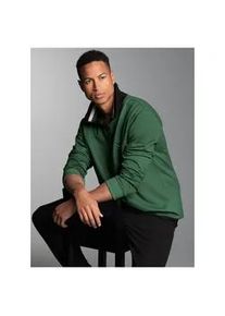 Sweatshirt TRIGEMA "TRIGEMA Troyer mit kontrastfarbigen Elementen", Herren, Gr. 3XL, efeu, 70% Baumwolle, 30% Polyester, Basic, Sweatshirts Sweatshirt