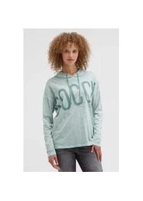 Kapuzenshirt SOCCX, Damen, Gr. S, lake, Single Jersey, Material: 100% Baumwolle, Glitzermuster, bedruckt, slim fit normal, Rundhals, angeschnitten gerader Abschluss, Shirts Kapuzenshirt, mit &uuml;berschnittenen Schultern