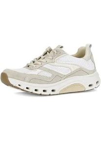 Keilsneaker Gabor ROLLINGSOFT, Damen, Gr. 41, wei&szlig;, hellgrau, Glattleder, Textil, Veloursleder, Schuhe, Freizeitschuh, Halbschuh, Schn&uuml;rschuh mit weichem Schaftrand