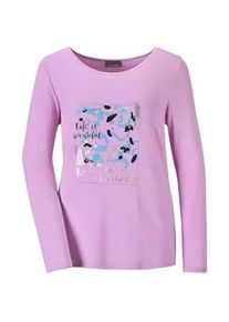 Print-Shirt GOLDNER "Kurzgr&ouml;&szlig;e Shirt", Damen, Gr. 25, lila (flieder, gemustert), Obermaterial: 95% Viskose CV. 5% Elasthan EL., Basic, Tubular, Shirts, strechbequemer Viskosejersey