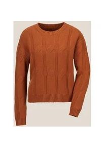Madeleine Mode Longpullover MADELEINE "Pullover Kurzer Rollkragen-Pullover mit Zopfmuster", Damen, Gr. 48, orange (safran), Obermaterial: 90% Schurwolle WV. 10% Kaschmir WS., Modern, normal, Pullover Longpullover