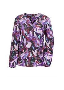 Schlupfbluse GOLDNER "Kurzgr&ouml;&szlig;e Printbluse mit Allover-Druck", Damen, Gr. 19, lila (lila, gemustert), Obermaterial: 100% Viskose CV., figurumspielend, Gummib&uuml;ndchen, Blusen Schlupfbluse, Mit Seitenschlitzen