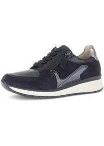 Keilsneaker Gabor "CAPRI", Damen, Gr. 40, dunkelblau, schwarz, Lederimitat, Veloursleder, metallic, Schuhe, Freizeitschuh, Halbschuh, Schn&uuml;rer, in Weite K (=extraweit)