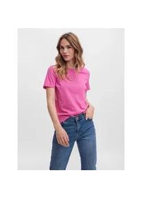 V&eacute;ro Moda Kurzarmshirt VERO MODA "VMPAULA S/S T-SHIRT NOOS", Damen, Gr. M, shocking pink, Jersey, Obermaterial: 100% Baumwolle, unifarben, regular fit normal, Rundhals, Aufschlag, Shirts, Baumwolle, regular fit