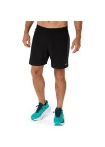 Laufshorts asics "ROAD 7IN SHORT", Herren, Gr. S, N-Gr, grau (performance schwarz, graphite grau), Stoff, Obermaterial: 100% Polyester, unifarben, Hosen