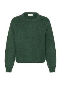 Strickfleece-Pullover oxmo "Strickpullover OXIFANSI", Damen, Gr. L, gr&uuml;n (pineneedle), Obermaterial: 93% Polyester PES. 5% Wolle mw. 2% Elasthan EL., Pullover