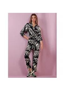 Overall Heine, Damen, Gr. 42, Normalgr&ouml;&szlig;en, schwarz, sand, bedruckt, 95% Viskose, 5% Elasthan, bedruckt, gebl&uuml;mt, gemustert, mehrfarbig, lang, Overalls Overall