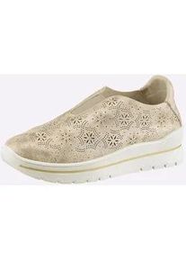 Slipper Heine, Damen, Gr. 37, taupe, metallic, Synthetik, Schuhe Slipper