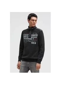 Troyer CAMP DAVID, Herren, Gr. L, schwarz, Strick, Material: 100% Baumwolle, bedruckt, regular fit normal, hoch geschlossener Ausschnitt, eingesetzt Rippb&uuml;ndchen, Pullover Troyer, aus Baumwolle