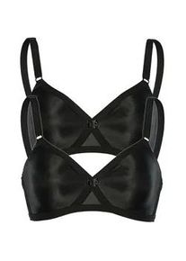 Sassa Mode Soft-BH SASSA "2er Pack Soft BH mit Kreuzblende Functional Bras", Damen, Gr. 90, Cup C, schwarz (schwarz schwarz), Obermaterial: 88% Polyamid PA. 12% Elasthan EL., BHs Soft-BH