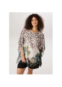 Blusenshirt ANISTON PLUS, Damen, Gr. 44, bunt (gr&uuml;n, braun, natur), Netz, Obermaterial: 95% Polyester, 5% Elasthan. Futter: 100% Polyester, gemustert, oversize Po-bedeckend, Rundhals, Raglan&auml;rmel, Shirts Blusenshirt, sanft fallende Meshqualit&auml;t - NEUE KOLLEKTION