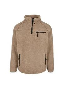 Kapuzenpullover BRANDIT "Brandit Herren Teddyfleece Troyer", Damen, Gr. XL, camel, 100% Polyester, unifarben, normal, amerikanischer Ausschnitt, Pullover Kapuzenpullover