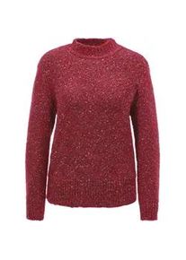 Rundhalspullover GOLDNER "Flauschiger Boucl&eacute;-Pullover, Stehkragen", Damen, Gr. 52, rot (cayenne, melange), Obermaterial: 72% Polyester PES. 24% Polyacryl PAN. 4% Schurwolle WV., Modisch, gerade, Elastisch, Pullover Rundhalspullover, keine/nicht relevant