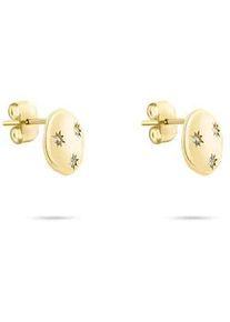 Paar Ohrstecker Tamaris "Schmuck Geschenk Ohrstecker mit funkelnden Steinchen Little Twinkle", gelbgoldfarben, kristallwei&szlig;, kristallwei&szlig;, Ohrringe, Damen, 10,5mm, Edelstahl, mit Zirkonia (synth.)