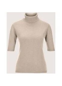 Madeleine Mode Longpullover MADELEINE "Kaschmirpullover Luxuri&ouml;ser Strickpullover mit Rollkragen", Damen, Gr. 44/46, beige (dunkelpuder), Obermaterial: 100% Kaschmir WS., Modern, normal, Pullover Longpullover, Kaschmirpullover mit Halbarm