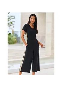 Jumpsuit Heine, Damen, Gr. 36, Normalgr&ouml;&szlig;en, schwarz, camel, 95% Polyester, 5% Elasthan, gemustert, mehrfarbig, lang, Overalls Jumpsuit