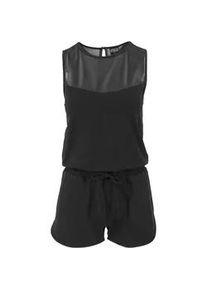 Jumpsuit Urban Classics "Urban Classics Damen Ladies Tech Mesh Hot Jumpsuit", Damen, Gr. L, US-Gr&ouml;&szlig;en, schwarz, 95% Baumwolle, 5% Elasthan, unifarben, loose fit, Rundhals, Overalls Jumpsuit