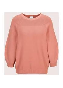 Madeleine Mode Longpullover MADELEINE "Strickpullover Zeitloser Baumwollpullover mit Perlfang-Muster", Damen, Gr. 48, rosa (blassrosa), Obermaterial: 100% Baumwolle CO., Modern, Pullover Longpullover, weite &Auml;rmel