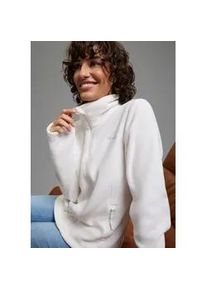 Fleecejacke OCEAN SPORTSWEAR, Damen, Gr. 48/50, woll wei&szlig;, Fleece, Obermaterial: 100% Polyester, kontrastfarbene Details, unifarben, normal, Jacken Fleecejacke, aus weichem Fleece-Material, unifarben, mit Logostickerei