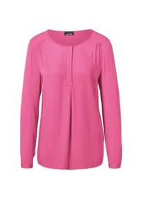 Schlupfbluse GOLDNER "Figurschmeichelnde Schlupfbluse mit modischer Kragenverarbeitung", Damen, Gr. 44, pink (kamelie), Obermaterial: 100% Viskose CV., figurumspielend, 1-Knopf-Manschette, Blusen Schlupfbluse, mit Schulterpasse und Kr&auml;uselungen