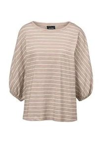 Kurzarmshirt GOLDNER "Kurzgr&ouml;&szlig;e Shirt aus Effektgarn", Damen, Gr. 24, wei&szlig; (sand, wei&szlig;, geringelt), Obermaterial: 100% Baumwolle CO., Gummizug, Shirts, Fledermaus&auml;rmel
