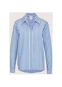 Madeleine Mode Langarmbluse MADELEINE "Streifenbluse Hemdbluse mit Streifenmuster", Damen, Gr. 36, wei&szlig; (wei&szlig;, azurblau), Obermaterial: 100% Baumwolle CO., Modern, schmal, Blusen, Bluse mit seitlich eingesetztem Kontrastband