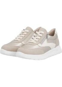 Keilsneaker Remonte, Damen, Gr. 36, beige, creme, Lederimitat, Schuhe, Schn&uuml;rschuh, Halbschuh, Casual-Sneaker mit seitlichem Rei&szlig;verschluss