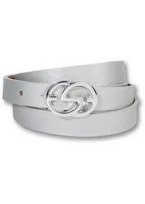 Koppelg&uuml;rtel Silbergift "Koppelg&uuml;rtel mit pr&auml;gnanter silberner Doppel-G-Schlie&szlig;e", Damen, Gr. 110, silbergrau, Rindsleder, G&uuml;rtel Koppelg&uuml;rtel