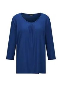 Kurzarmshirt GOLDNER "Viskose-Oberteil mit Halbarm", Damen, Gr. 50, blau (royalblau), Obermaterial: 95% Viskose CV. 5% Elasthan EL., Modisch, Shirts, Falten