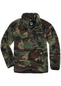 Kapuzenpullover BRANDIT "Brandit Herren Teddyfleece Troyer", Damen, Gr. XL, woodland, 100% Polyester, unifarben, normal, amerikanischer Ausschnitt, Pullover Kapuzenpullover